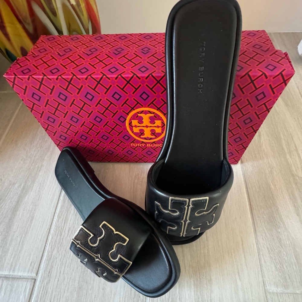 Tory Burch Black Sport Slides